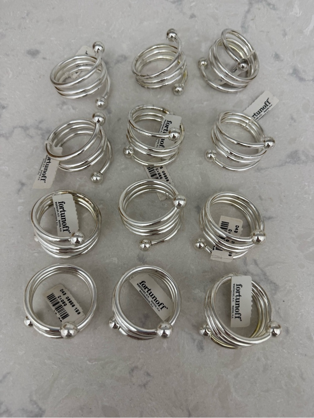 12 Silver Spiral Napkin Rings